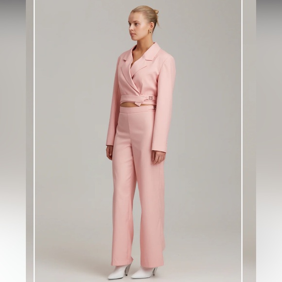 NWT C/MEO COLLECTIVE Validate Wide Leg Blush Pink Trouser Pants S 4 - Picture 4 of 8